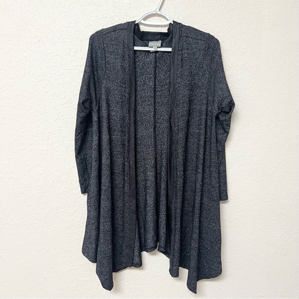 Niche Nilgun Derman Nickel Suede Boho Artsy Open Front Cardigan Size M